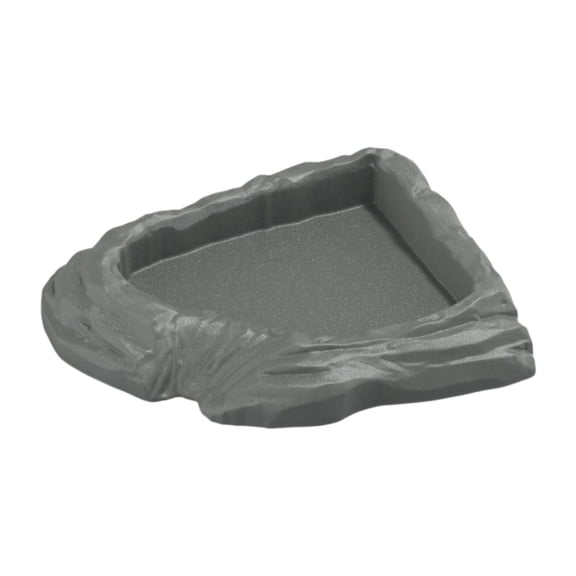 Serenable corner Terrarium Bowl Reptile Feeding Dish, Decorative Turtle Water Dish, Reptile Bathing Pool for Chameleon, Bearded Dragons gray