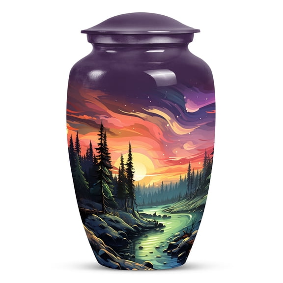 Serenade Of Twilight Forest - Memorial Urns For Human Ashes - Home Decor Urn - Beautifully Crafted Ashes Vessel - Elegant Memorial Accent - 10 Inch