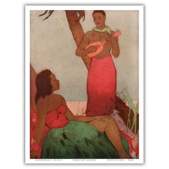 Serenade Ukulele Hawaii - Royal Hawaiian Hotel - Vintage Menu Cover by John Melville Kelly c.1940s - Master Art Print (Unframed) 9in x 12in