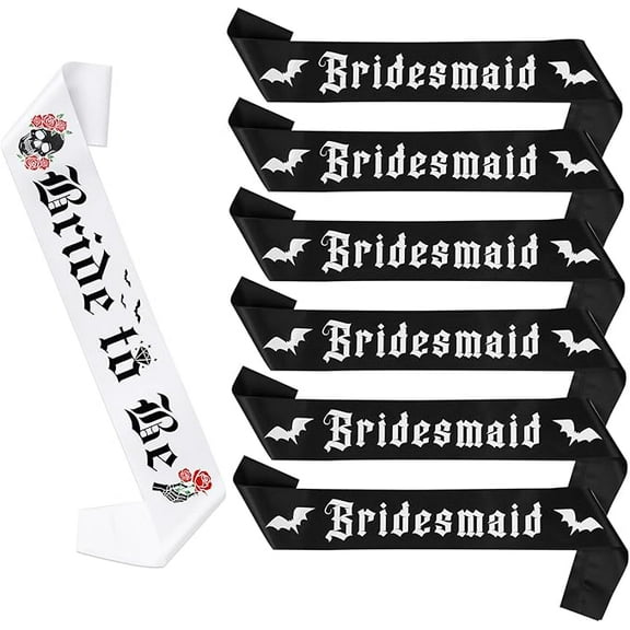 Serencatcher Bachelorette Party Sash Set, Gothic Bride to Be Sash and Bridesmaid Sashes for Gothic Bachelorette Party Decorations Bridal Shower Gothic Halloween Bachelorette Party Supplies