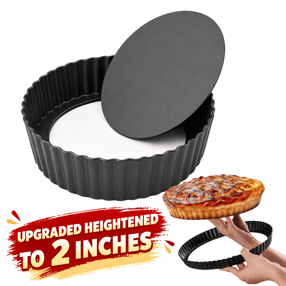 Serencreathomea 11" Fluted Non-Stick Carbon Steel Tart Pan with Removable BottomEasy Release Removable Bottom, For Tarts Pies Quiches Fruit & Brownies, Easy to Clean, Multipurpose Bakeware