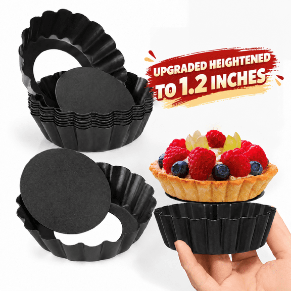 Serencreathomea 8 Pack 4 Inch Mini Tart Pans with Removable Bottom, Upgraded Taller Egg Tart Molds for Pies, Mousse Cakes & Fruit Tarts