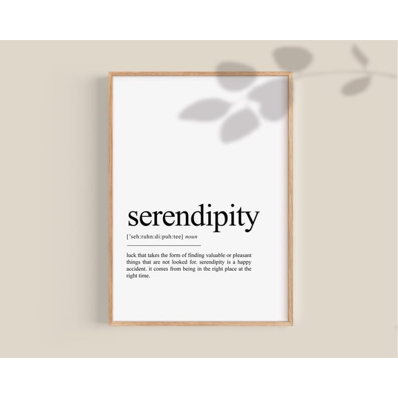 Serendipity Definition Wall Art Poster Inspirational Quote For Bedroom Or Office Decor Home Decor UNFRAMED Poster, Wall Art for Decor, Present, 8x12