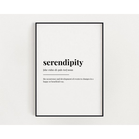 Serendipity Meaning Print, Wall Art, Definition Print, Quote Print, Print, Home Decor #3331, Unframed Canvas Size 8x12