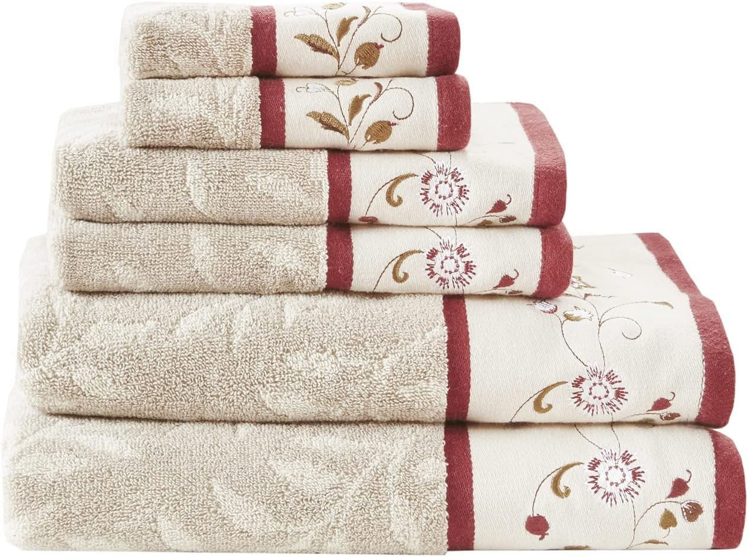 Serene 100% Cotton Bath Towel Set Luxurious Floral Decorative Towels ...