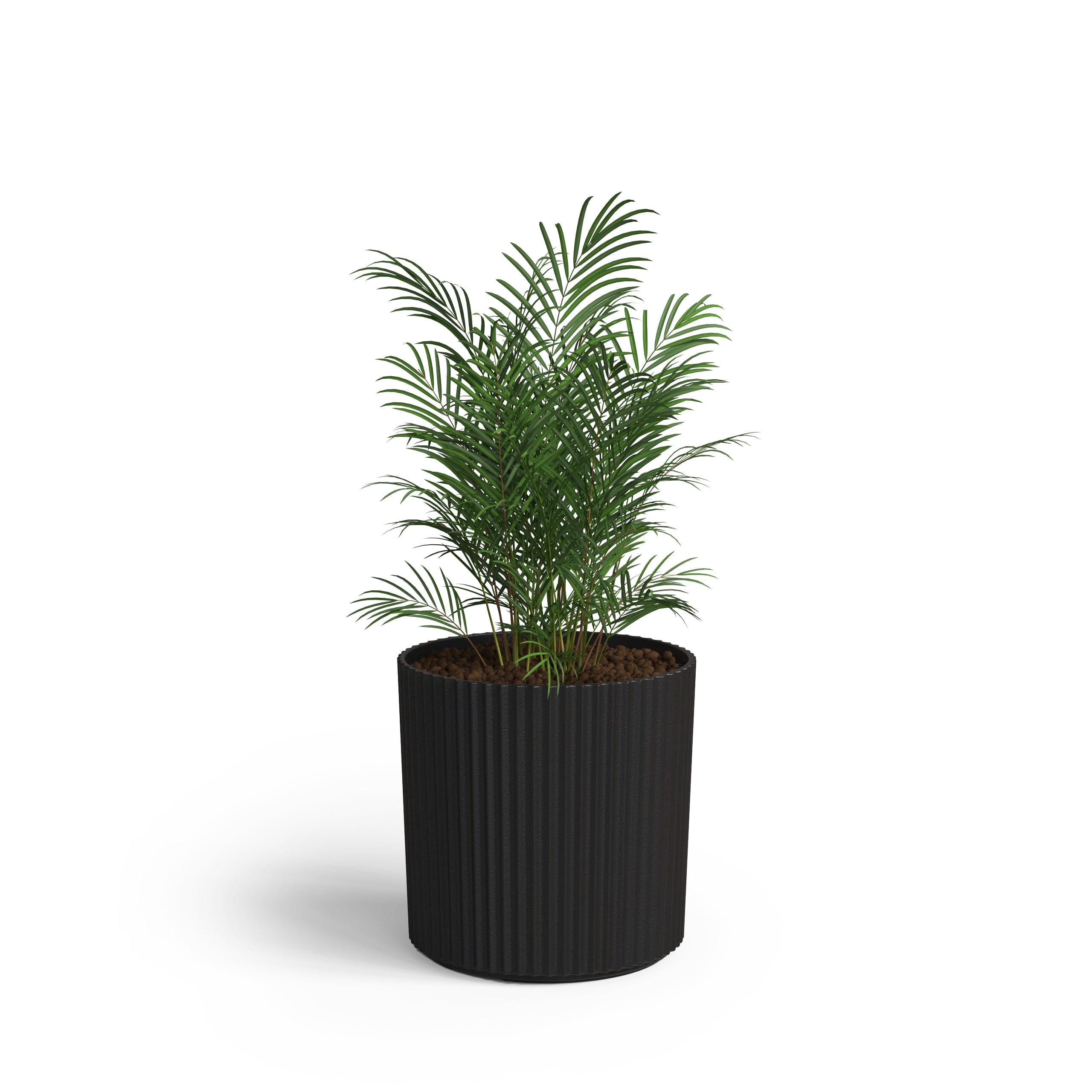 Serene 10in DIA x 10in H Round Black Plastic Plant Planter with Drainage Holes