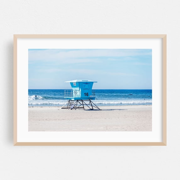 Serene 16 Shores - Oceanside California Photography Beach Ocean Coast Surf Minimalist Beach House Coastal Oak Framed Wall Art Print 5 x 7 inches