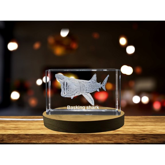 Serene 3D Engraved Crystal | Basking Shark