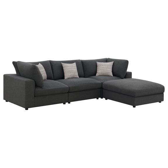 Serene 4-piece Fabric Upholstered Modular Sectional Sofa Charcoal