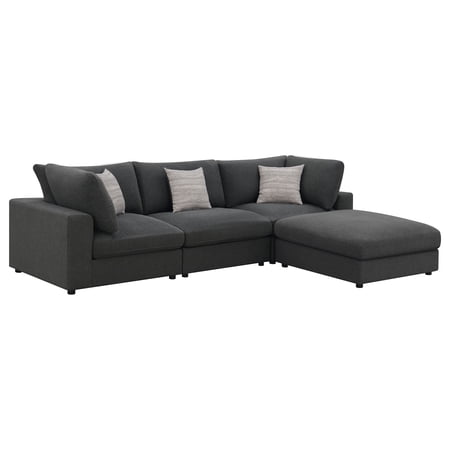 Serene 4-piece Fabric Upholstered Modular Sectional Sofa Charcoal