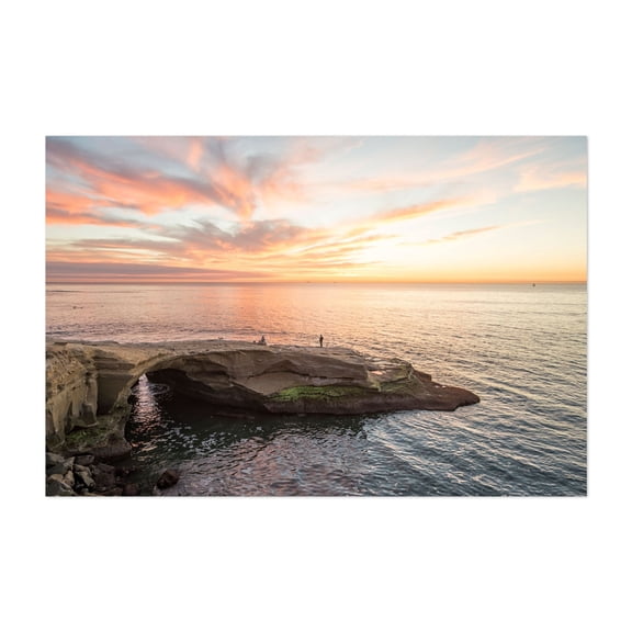 Serene Arch Coastal Sunset - San Diego California Photography Sunset Ocean Coast Scenic Landscape Beach Nature Unframed Wall Art Print 32 x 48 inches