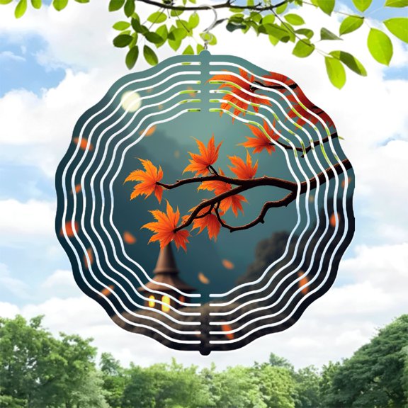 Serene Autumn Metal Wind Spinners & Chimes - Vibrant Leaf Design for Yard & Garden Perfect for Tranquil Outdoor Decor