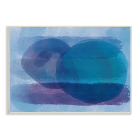 Serene Blue Brushstrokes Abstract Circle Shapes Abstract Painting Unframed Art Print Wall Art