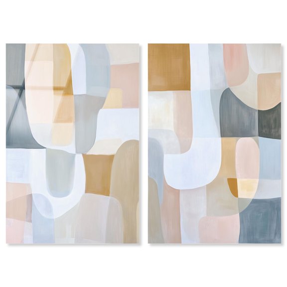 Serene Blur Duo Acrylic Print Boho Abstract Art Set by Art Remedy, Ready to Hang, 10 x 15