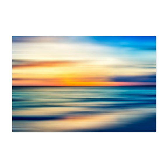 Serene Blur - Photography Sunset Ocean Abstract Beach Coastal Waves Scenic Unframed Wall Art Print 4 x 6 inches