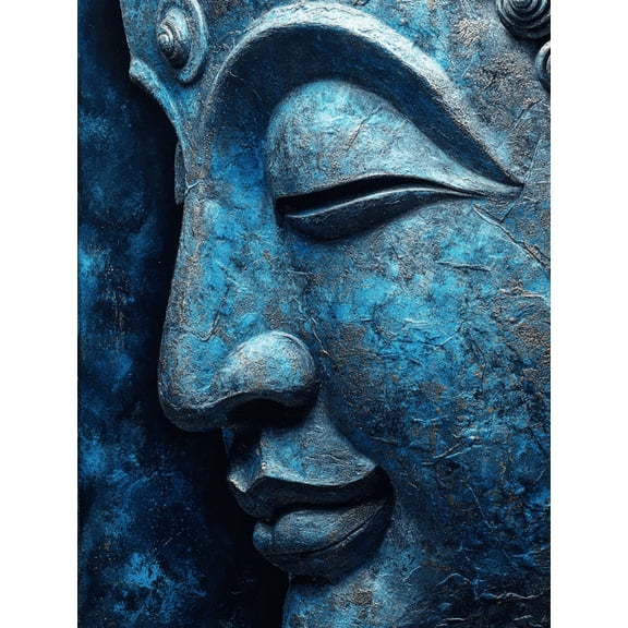 Serene Buddha Face Texture Canvas Print, Wall Decor for Living Room Meditation Room Yoga Studio Office Bedroom Spa