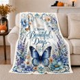 thumbnail image 1 of Serene Butterfly Floral Watercolor Print Choose Beautiful Days, Cozy Friendship Quote Scene, Warm Flannel Blanket for Living Room and Reading Nook, Art Lovers Friendship Gift, Artistic Home Decor, 1 of 9