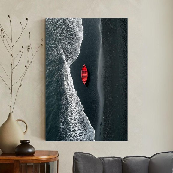 Serene Coastal Waves Tranquil Seascape Wall Art Peaceful Ocean Scene, Unframed Canvas 24x36in