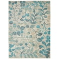 thumbnail image 1 of Serene Contemporary Botanical Ivory/Turquoise 5'3" x 7'3" Area Rug, (5' x 7'), 1 of 7
