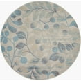 thumbnail image 1 of Serene Contemporary Botanical Ivory/Turquoise 5'3" x ROUND Area Rug, (5' Round), 1 of 7