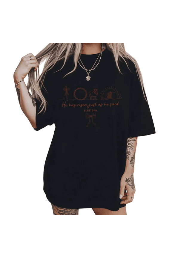 Serene Easter Faith Art Print Tshirt Black S-5XL Calm Spring Hope Graphic Tees Shirts Tops