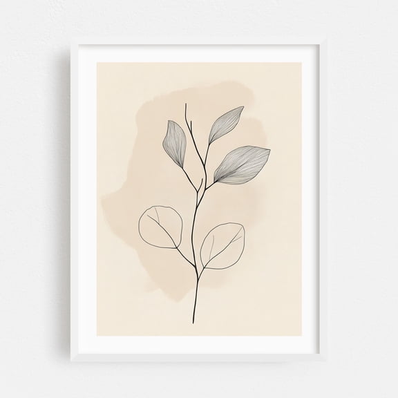 Serene Floral Line Art - Line Drawing Line Art Botanical Minimalist Abstract Nature Floral Modern Art White Framed Wall Art Print 5 x 7 inches
