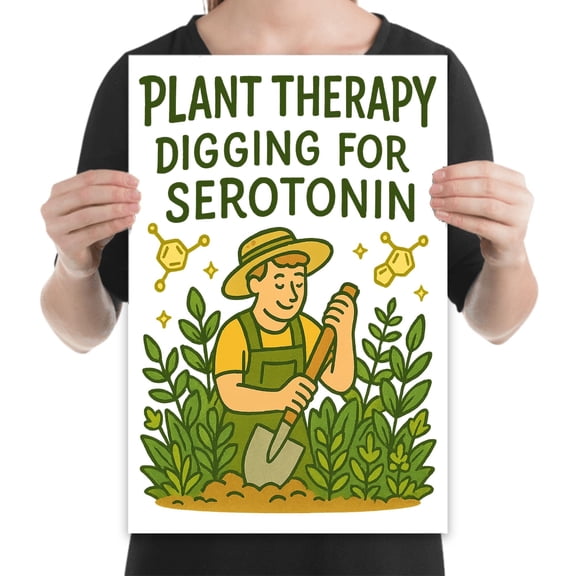 Serene Garden Joy, 13x19 Glossy Poster, Earthy Green Plant Lovers, Office & Studio Wall Art