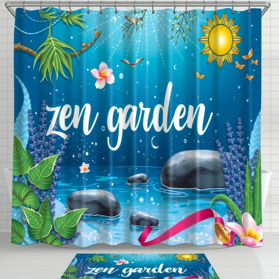 Serene Garden Shower Curtain - Tropical Tranquility