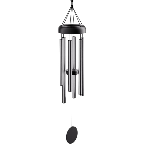 Serene Harmony 32-Inch Deep Tone Wind Chimes - Matte Black & Silver Memorial Chimes for Outside - Weather Resistant Aluminum Decor for Garden, Patio, and Porch