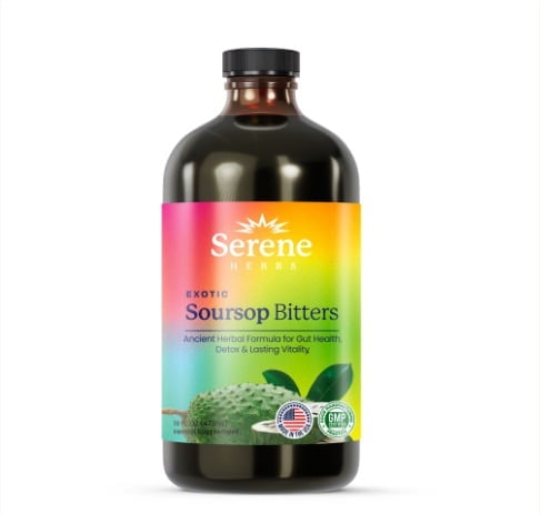 Soursop Bitters Liquid &ndash; Organic Herbal Detox with Black Seed, Moringa &amp; Ginger by Serene Herbs &ndash; Supports Digestive Wellness &amp; Immune Function &ndash; 16 fl oz