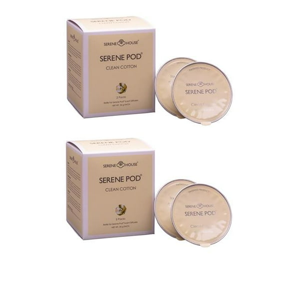 Serene House 122302010-2 Clean Cotton No Spill Serene Pod, 35 g - Set of 4
