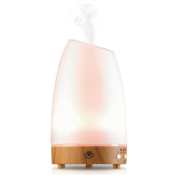 Serene House Ultrasonic Aroma Diffuser Astro White Glass Light Wood