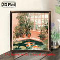 thumbnail image 1 of Serene Koi Fish Potted Plants Canvas Print - Wooden Framed Wall Art for Home Office Decor, Tranquil Indoor Scene with Koi Pond and Lush Greenery, 8x8 incher., 1 of 9