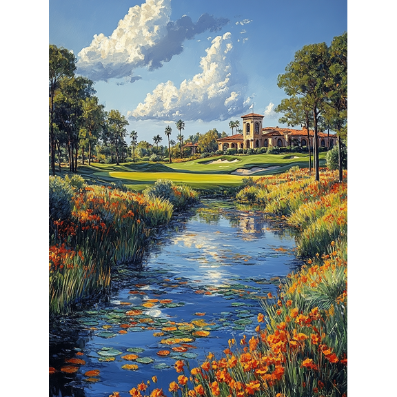 Serene Lakeside Golf Course Canvas Print/Wall Art Suitable for Living Room Bedroom Office Hallway and Hotel Decoration