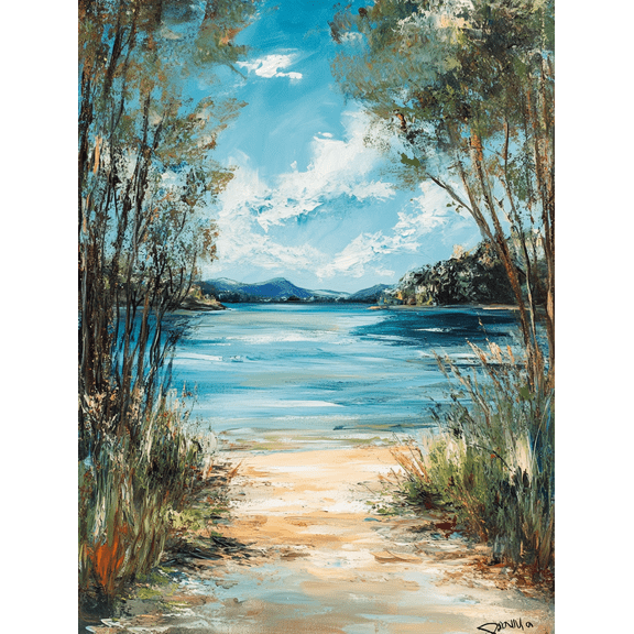 Serene Lakeside Path Canvas Print/Wall Art Perfect for Living Room Bedroom Bathroom Office and Hallway Decoration.