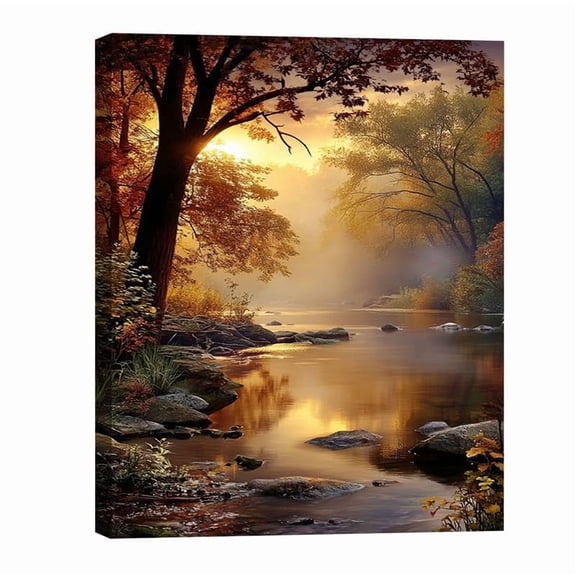 Serene Landscape Canvas Wall Art for Living Room Bedroom Office - Mountain Lake Forest Nature Scenery Print, Tranquil Wall Decor, Waterproof Framed Canvas, Ready to Hang