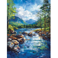 thumbnail image 1 of Serene Landscape River Rocks Canvas Painting， Suitable for Living Room， Bedroom， Office， Hallway， and Bathroom Decor., 1 of 8