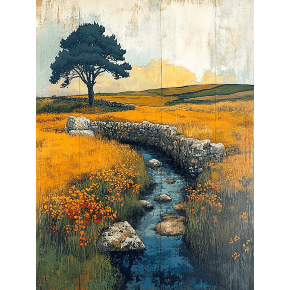 Serene Landscape Stream Wall Art/Canvas Print Suitable for Living Room Hallway and Bathroom Decoration.