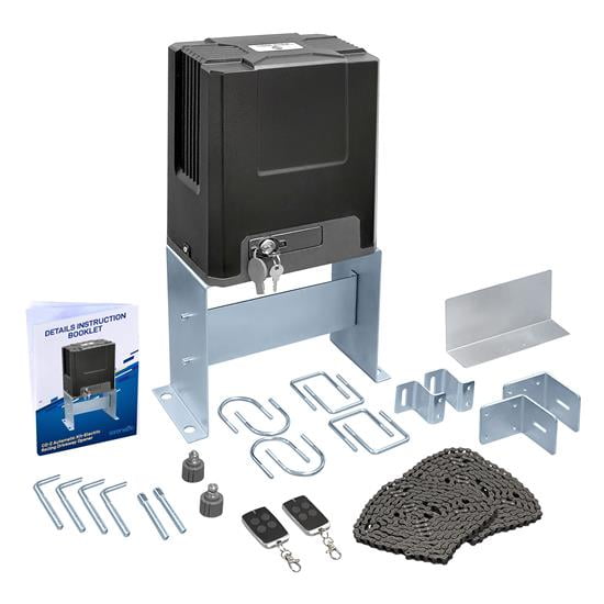 Serene Life Automatic Kit-Electric Rolling Driveway Opener w/Complete Hardware Security System, 2 Remotes, Auto-Close, for Sliding Gate Up to 26 Ft/1,322 Lb-SereneLife SLGATEOP, Standard