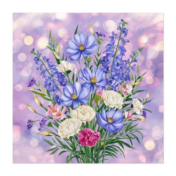Serene Lilac Blooms Bouquet - Painting Floral Flowers Botanical Pastel Garden Nature Unframed Wall Art Print 36 x 36 inches