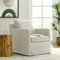 thumbnail image 1 of Serene Fabric Slipcovered Swivel Armchair in Linen, 1 of 9