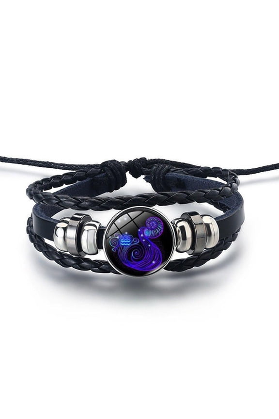 Serene Manifestation Bracelet 12Constellations Gemstone Leather Improves-Energy} Gift For Her