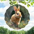 thumbnail image 1 of Serene Metal Hanging Wind Spinner - Concentric Ripple Design with Rabbit Perfect for Garden & Yard Decor Nature-Inspired Wind Chime, 1 of 6
