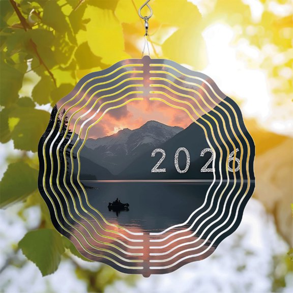 Serene Metal Hanging Wind Spinners & Chimes - Vibrant Sunset Design with Rippling Waves for Yard & Garden Decor 2026 Edition