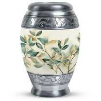 Serene Metallic Foliage Large Cremation Urn For Adults, Urns, Funeral Urns For Adult Ashes Men, Urns For Human Ashes Adult Male Female, Human Cremation Urns, Ashes Urn, Urn For Dad Mom -10 Inches