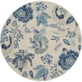 thumbnail image 1 of Serene Modern Floral Ivory/Light Blue 5'3" x ROUND Area Rug, (5' Round), 1 of 6