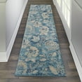 thumbnail image 1 of Serene Modern Floral Turquoise 2'3" x 7'3" Area Rug, (2' x 7'), 1 of 7