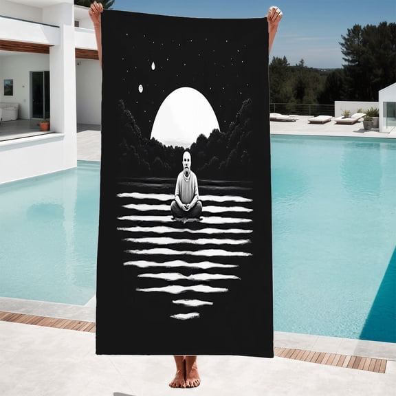 Serene Moonlit Night Beach Towel - Water Ripple Design Perfect for Pool Bath and Travel for Women - Soft & Stylish