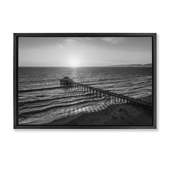 Stupell Industries Serene Morning Pier Black Framed Floater Canvas Wall Art, design by Jeff Poe Photography