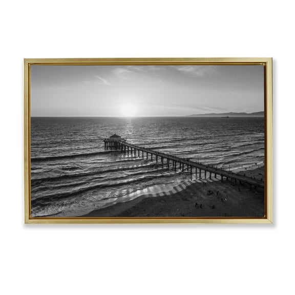 Stupell Industries Serene Morning Pier Gold Framed Floater Canvas Wall Art, design by Jeff Poe Photography